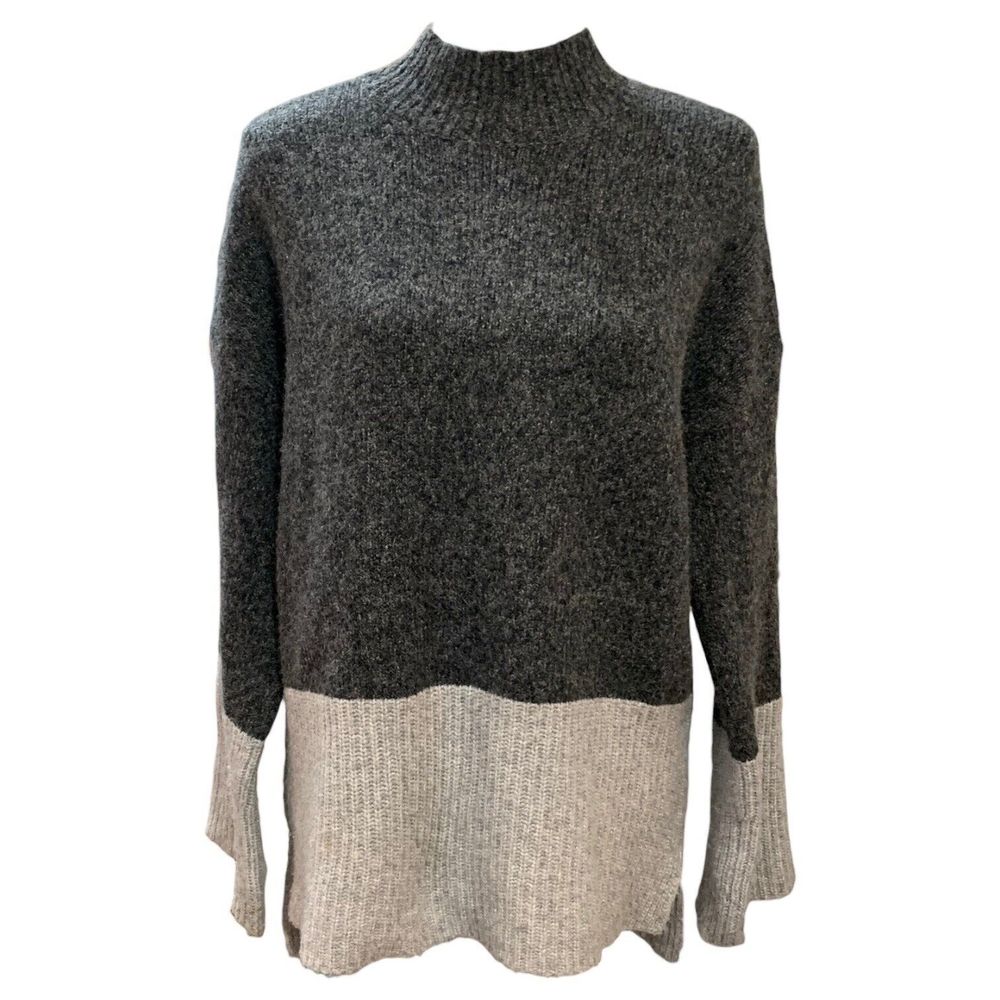 Michael Kors color block wool blend turtleneck sweater grey Size Large